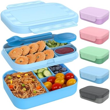 Caperci 47OZ Stackable Bento Lunch Box for Kids Leakproof Bpa Free (Blue)