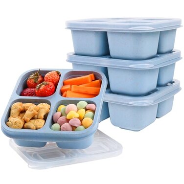 Lchlzz 4 Pack Reusable Snack Containers with Lids, Snackle Box, 2-CUP Capacity