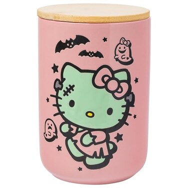 Silver Buffalo Sanrio Frankenkitty, Ceramic Cookie Jar, Bamboo Lid
