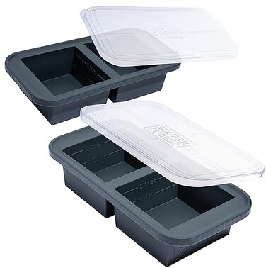 Souper Cubes 2 Cup Silicone Freezer Molds, Charcoal, 2-Pack
