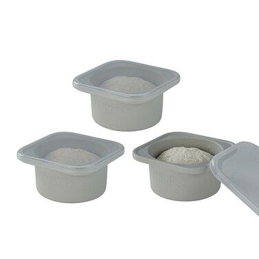 Kevjes Stackable Silicone Artisan Pizza Dough Proofing Proving Containers with Lids-2/3/4/5 Pack-500Ml Portion (Grey, 3 Pack)
