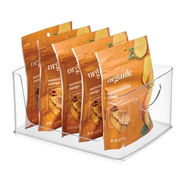 iDesign Stackable Open-Front Storage Bin with Handles, Clear