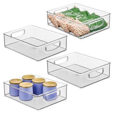 iDesign Plastic Stackable Pantry Bin, Set of 4, Clear