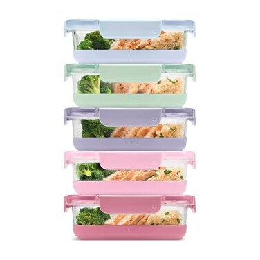 Ello Duraglass Refresh 3.4 Cup Meal Prep Containers, 10 PC, Dusk Delight