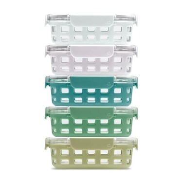 Ello Duraglass 3.4 Cup Glass Meal Prep Containers, 10 PC, 5 Pack, Olive Tree