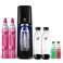 Sodastream E-Terra Soda Maker Value Bundle 3 Automatic Carbonation Levels Includes 2X CO2 Cylinders, 3X 32 Fl Oz Dishwasher Safe Bottles, 2X Bubly Fruit Flavor Drops, 1X Power Adapter Black