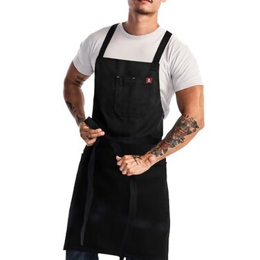 Hedley &amp; bennett Crossback Chef Apron, Pockets &amp; Towel Loop, Caviar Black