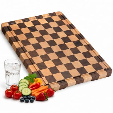 Fyctio Checkerboard Cutting Boards for Kitchen, End Grain, 14" X 11" X 0.8