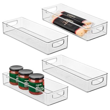 iDesign Slim Extra Long Clear Storage Bin, 4-Pack