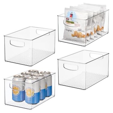 iDesign Stackable Clear Plastic Bin, 4-Pack