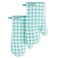 KitchenAid Gingham Oven Mitt 2-Pack Set, Aqua Sky, 7"x13