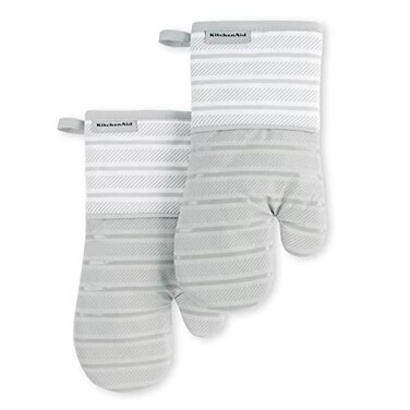 KitchenAid Albany Oven Mitt 2-Pack Set, Matte Grey, 7"x13