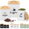 Maxdot 3 Set Coffee Tea Sugar Containers Kitchen Canisters, Cream
