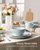 Famiware Jupiter Plates and Bowls Sets with Rim, Stoneware Dinnerware for 4