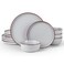 Famiware Mercury 12-Piece Stoneware Dinnerware Set, Light Grey