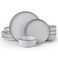 Famiware Mercury 12-Piece Stoneware Dinnerware Set, Light Grey