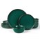 Famiware Mercury 12-Piece Stoneware Dinnerware Set, Dark Green
