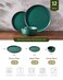 Famiware Mercury 12-Piece Stoneware Dinnerware Set, Dark Green