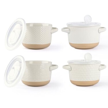 AmorArc 24 Oz Soup Bowls with Lids, Ceramic Soup Containers with Handle