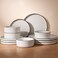 Famiware Nebula 12-Piece Dinnerware Set, White with Black Rim