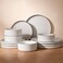 Famiware Nebula 12-Piece Dinnerware Set, White with Black Rim
