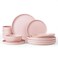 Famiware Milkyway 12-Piece Stoneware Dinnerware Set, Light Pink