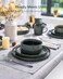 Famiware Star Stoneware Dinnerware Set, Reactive Glaze Plates &amp; Bowls for 4
