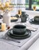 Famiware Star Stoneware Dinnerware Set, Reactive Glaze Plates &amp; Bowls for 4