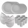 Supernal 32PCS Grey Wheat Straw Dinnerware Sets, Unbreakable Dish Set for 8