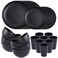 Supernal 32-Piece Black Wheat Straw Dinnerware Sets, Unbreakable Dish Sets