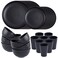 Supernal 32-Piece Black Wheat Straw Dinnerware Sets, Unbreakable Dish Sets