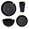 Sweven Wheat Straw Dinnerware Sets Unbreakable Dinnerware Sets Dishwasher Microwave Safe Dinnerware Eco Friendly Non Breakable Dinnerware Sets Rv Outdoor Camping (Black, Service for 8 (32 Pcs))