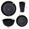Sweven Wheat Straw Dinnerware Sets Unbreakable Dinnerware Sets Dishwasher Microwave Safe Dinnerware Eco Friendly Non Breakable Dinnerware Sets Rv Outdoor Camping (Black, Service for 8 (32 Pcs))