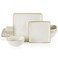 Famiware Square Plates and Bowls Sets, 12PCS Stoneware Dinnerware Set for 4