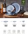 Famiware Ocean Round Stoneware Dinnerware Set for 4, Plates and Bowls, Blue