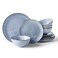 Famiware Ocean Round Stoneware Dinnerware Set for 4, Plates and Bowls, Blue