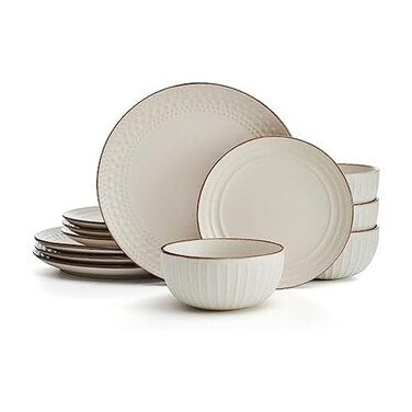 Pfaltzgraff Janelle 12 Piece Dinnerware Set, Service for 4, Cream