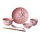 Luxshiny Japanese Ceramic Tableware Set 6PCS Dinnerware Kit with Bowl Plate Cup Spoon Chopsticks 7.28In Stylish Stackable Household Kitchen Dining Set