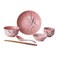 Luxshiny Japanese Ceramic Tableware Set 6PCS Dinnerware Kit with Bowl Plate Cup Spoon Chopsticks 7.28In Stylish Stackable Household Kitchen Dining Set