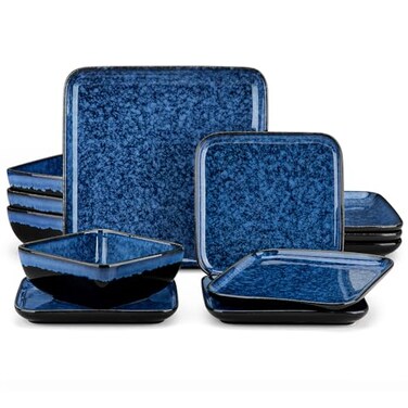 Vancasso Stern Square Stoneware Dinnerware Set for 4, 12-Piece Dish Set