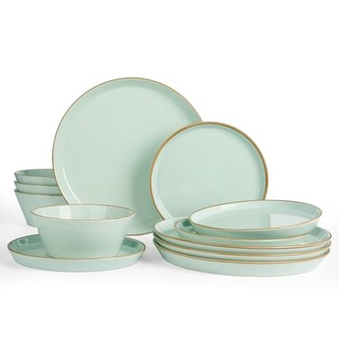 Famiware Saturn Dinnerware Sets, Ceramic Dishes for 4, Rimmed Plates, Bowls