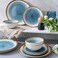 Whitepeony Blue Stoneware Dinnerware Set, 12 Pieces, Blue Stripe Marble, Dishwasher &amp; Microwave Safe