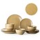 Dafuceramic Stoneware Dinnerware Set, 12 Pieces for 4, Maize Yellow