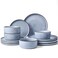 Famiware Annecy 12-Piece Stoneware Dinnerware Set, Reactive Blue