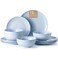 Kingstone 12-Piece Bone China Dinnerware Set for 4, Misty Blue