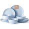 Kingstone 12-Piece Bone China Dinnerware Set for 4, Misty Blue