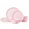 Kingstone 12-Piece Bone China Dinnerware Sets, Blush Pink