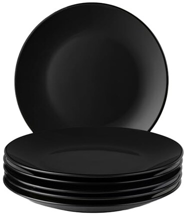 Miamio Dinner Plates Set, Ceramic (Black, 10 Inch) - Modern Everyday Use