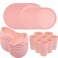 Supernal 32PCS Pink Plates and Bowls Sets for 8, Unbreakable Dinnerware