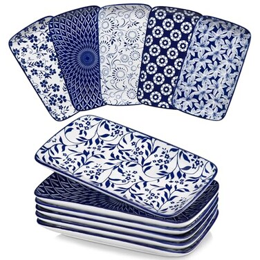 Vancasso Selene Rectangular Dinner Plates 9.5"x5.6"Inch, Ceramic